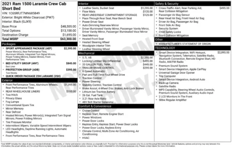 Photos of 2021 Ram 1500 Laramie for sale in Abrams, WI at Gregg Young Abrams Chrysler Dodge Jeep Ram