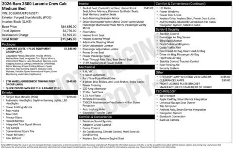 Photos of 2026 Ram 2500 Laramie for sale in Abrams, WI at Gregg Young Abrams Chrysler Dodge Jeep Ram