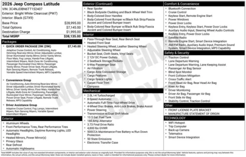 Photos of 2026 Jeep Compass Latitude for sale in Abrams, WI at Gregg Young Abrams Chrysler Dodge Jeep Ram