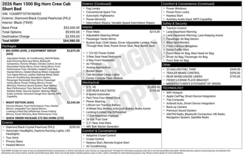 Photos of 2026 Ram 1500 Big Horn/Lone Star for sale in Abrams, WI at Gregg Young Abrams Chrysler Dodge Jeep Ram