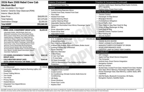 Photos of 2026 Ram 2500 Rebel for sale in Abrams, WI at Gregg Young Abrams Chrysler Dodge Jeep Ram