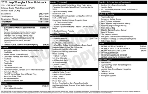 Photos of 2026 Jeep Wrangler Rubicon X for sale in Abrams, WI at Gregg Young Abrams Chrysler Dodge Jeep Ram