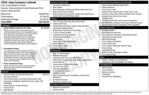 Photos of 2026 Jeep Compass Latitude for sale in Abrams, WI at Gregg Young Abrams Chrysler Dodge Jeep Ram