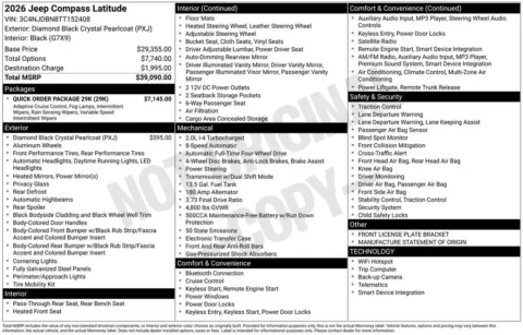 Photos of 2026 Jeep Compass Latitude for sale in Abrams, WI at Gregg Young Abrams Chrysler Dodge Jeep Ram