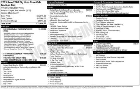 Photos of 2025 Ram 2500 Big Horn for sale in Abrams, WI at Gregg Young Abrams Chrysler Dodge Jeep Ram