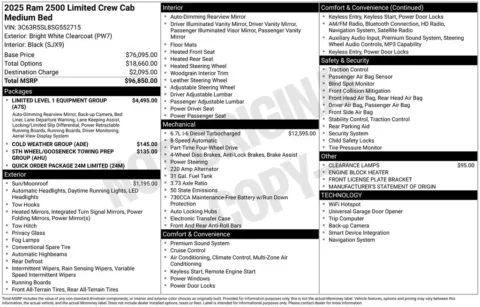 Photos of 2025 Ram 2500 Limited for sale in Abrams, WI at Gregg Young Abrams Chrysler Dodge Jeep Ram