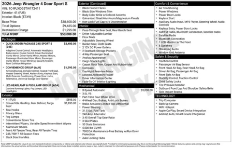 Photos of 2026 Jeep Wrangler Sport S for sale in Abrams, WI at Gregg Young Abrams Chrysler Dodge Jeep Ram