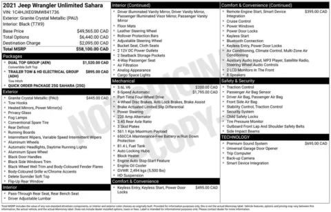 Photos of 2021 Jeep Wrangler Unlimited Sahara for sale in Abrams, WI at Gregg Young Abrams Chrysler Dodge Jeep Ram