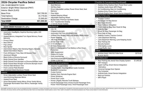 Photos of 2026 Chrysler Pacifica Select for sale in Abrams, WI at Gregg Young Abrams Chrysler Dodge Jeep Ram