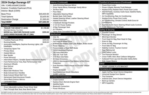 Photos of 2024 Dodge Durango GT for sale in Abrams, WI at Gregg Young Abrams Chrysler Dodge Jeep Ram