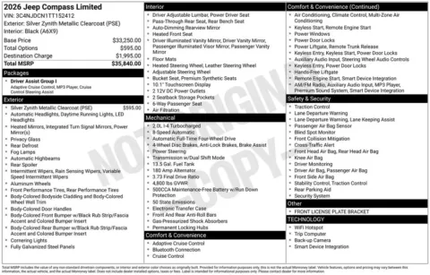 Photos of 2026 Jeep Compass Limited for sale in Abrams, WI at Gregg Young Abrams Chrysler Dodge Jeep Ram