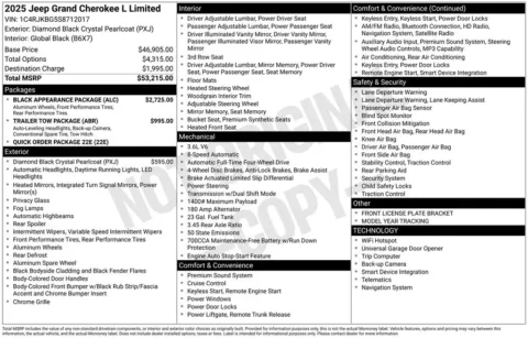 Photos of 2025 Jeep Grand Cherokee L Limited for sale in Abrams, WI at Gregg Young Abrams Chrysler Dodge Jeep Ram