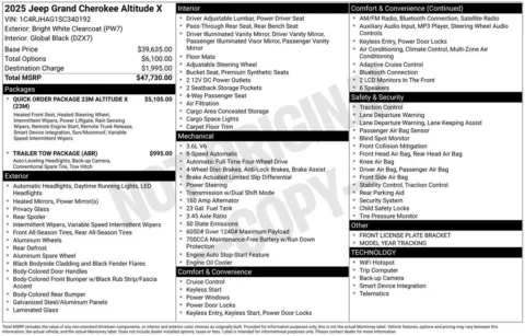 Photos of 2025 Jeep Grand Cherokee Altitude X for sale in Abrams, WI at Gregg Young Abrams Chrysler Dodge Jeep Ram