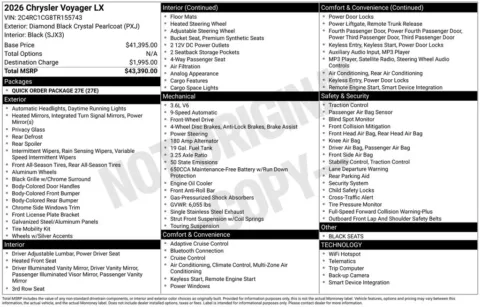 Photos of 2026 Chrysler Voyager LX for sale in Abrams, WI at Gregg Young Abrams Chrysler Dodge Jeep Ram