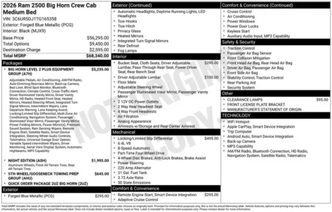 Photos of 2026 Ram 2500 Big Horn for sale in Abrams, WI at Gregg Young Abrams Chrysler Dodge Jeep Ram