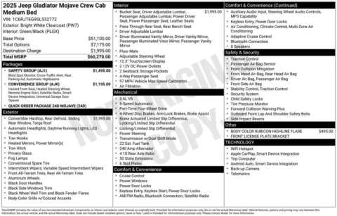 Photos of 2025 Jeep Gladiator Mojave for sale in Abrams, WI at Gregg Young Abrams Chrysler Dodge Jeep Ram