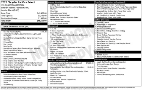 Photos of 2025 Chrysler Pacifica Select for sale in Abrams, WI at Gregg Young Abrams Chrysler Dodge Jeep Ram