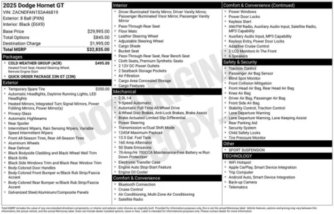 Photos of 2025 Dodge Hornet GT for sale in Abrams, WI at Gregg Young Abrams Chrysler Dodge Jeep Ram