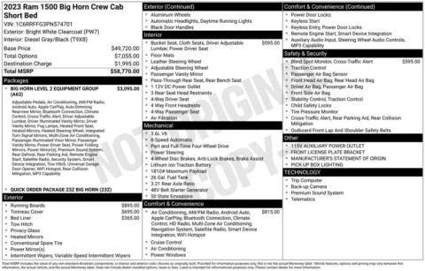 Photos of 2023 Ram 1500 Big Horn/Lone Star for sale in Abrams, WI at Gregg Young Abrams Chrysler Dodge Jeep Ram