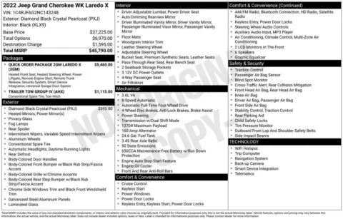 Photos of 2022 Jeep Grand Cherokee WK Laredo X for sale in Abrams, WI at Gregg Young Abrams Chrysler Dodge Jeep Ram