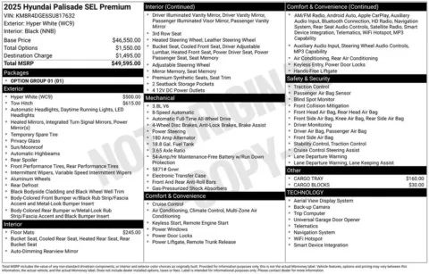 Photos of 2025 Hyundai Palisade SEL Premium for sale in Abrams, WI at Gregg Young Abrams Chrysler Dodge Jeep Ram