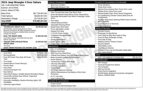 Photos of 2024 Jeep Wrangler Sahara for sale in Abrams, WI at Gregg Young Abrams Chrysler Dodge Jeep Ram