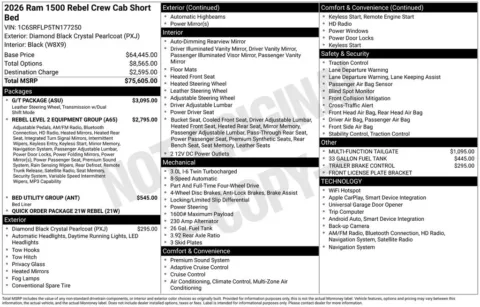 Photos of 2026 Ram 1500 Rebel for sale in Abrams, WI at Gregg Young Abrams Chrysler Dodge Jeep Ram