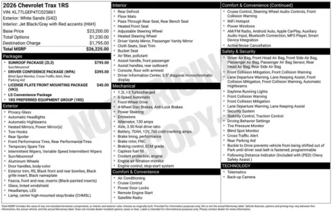 Photos of 2026 Chevrolet Trax 1RS for sale in Newton, IA at Gregg Young Cadillac of Newton