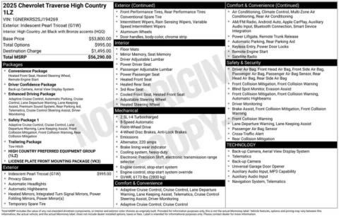 Photos of 2025 Chevrolet Traverse High Country for sale in Newton, IA at Gregg Young Cadillac of Newton