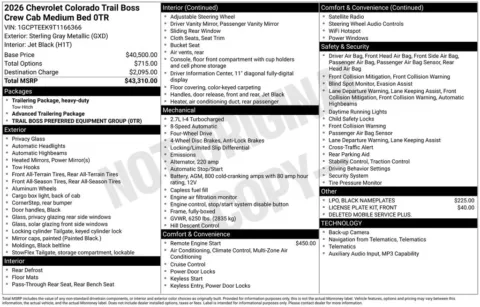 Photos of 2026 Chevrolet Colorado Trail Boss for sale in Marshalltown, IA at Gregg Young Chevrolet Marshalltown