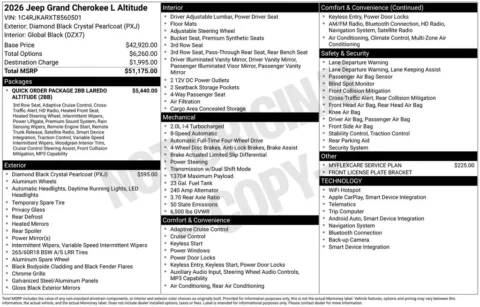 Photos of 2026 Jeep Grand Cherokee L Altitude for sale in Atlantic, IA at Gregg Young Chrysler Dodge Jeep Ram of Atlantic