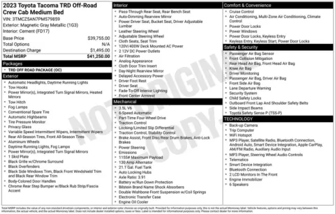 Photos of 2023 Toyota Tacoma TRD Off-Road for sale in Atlantic, IA at Gregg Young Chrysler Dodge Jeep Ram of Atlantic
