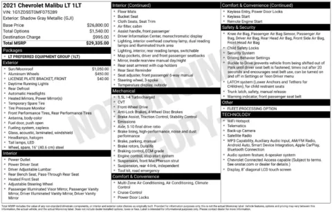 Photos of 2021 Chevrolet Malibu LT for sale in Atlantic, IA at Gregg Young Chrysler Dodge Jeep Ram of Atlantic
