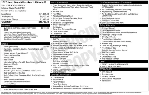 Photos of 2025 Jeep Grand Cherokee L Altitude X for sale in Atlantic, IA at Gregg Young of Atlantic