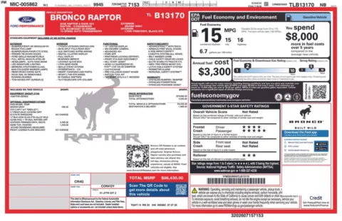 Photos of 2026 Ford Bronco Raptor for sale in Hortonville, WI at Gregg Young Hortonville Ford