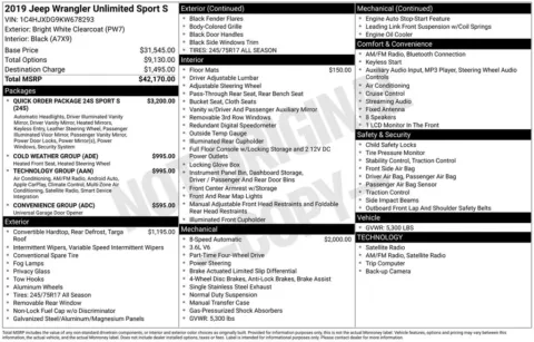 Photos of 2019 Jeep Wrangler Unlimited Sport S for sale in Hortonville, WI at Gregg Young Hortonville Ford