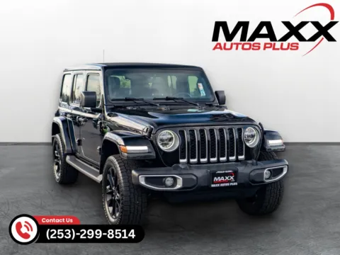 Black 2021 Jeep Wrangler 4xe Unlimited Sahara for sale in Puyallup, WA