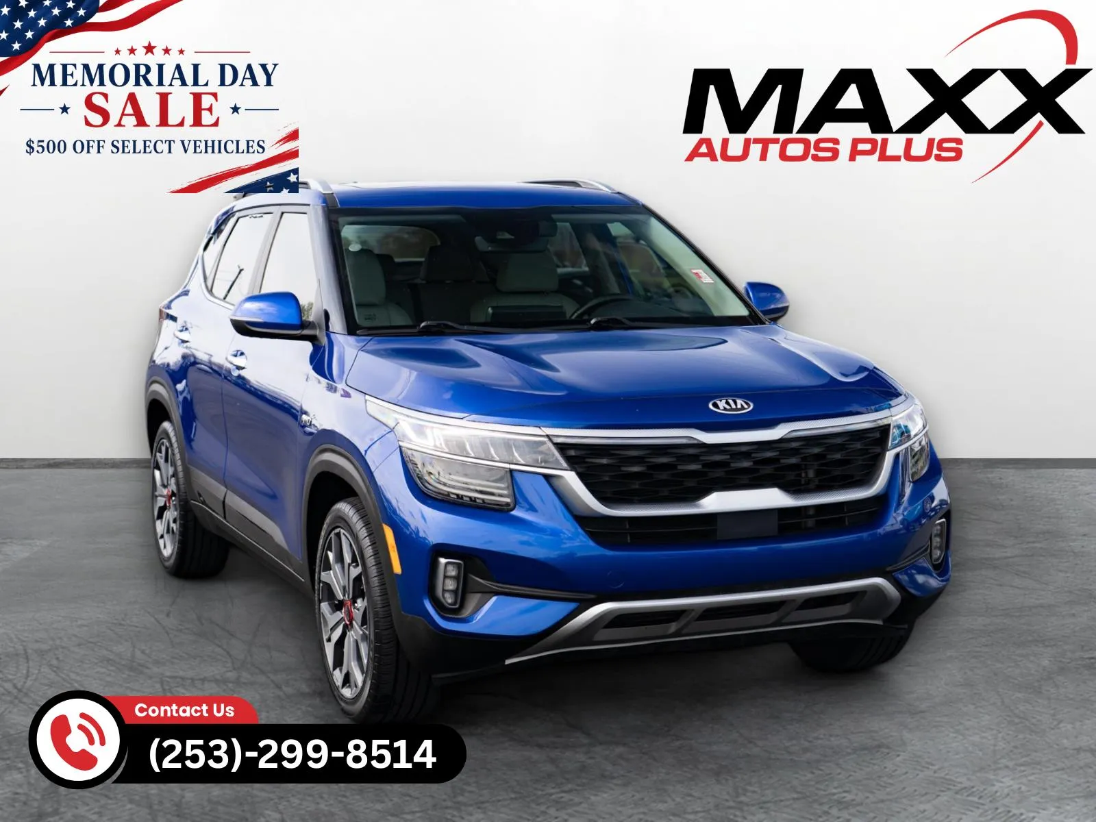 Blue 2021 Kia Seltos SX Turbo for sale in Puyallup, WA