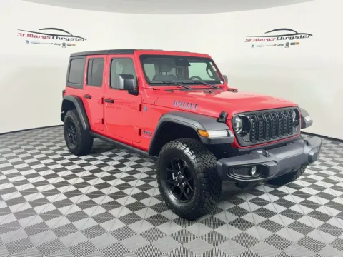 Red 2025 Jeep Wrangler Willys 4xe for sale in Saint Marys, OH