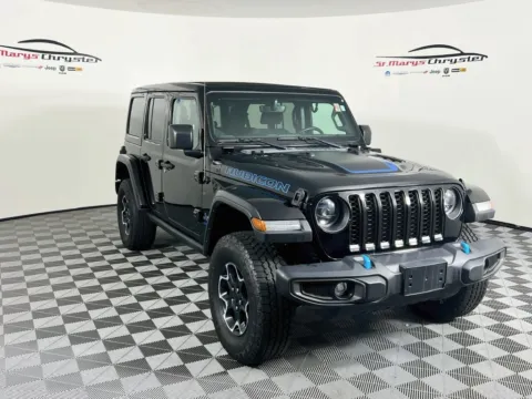 Black 2023 Jeep Wrangler Rubicon 4xe for sale in Saint Marys, OH