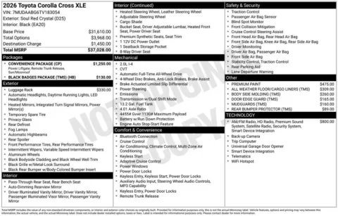 Black 2026 Toyota Corolla Cross XLE for sale in Ottumwa, IA