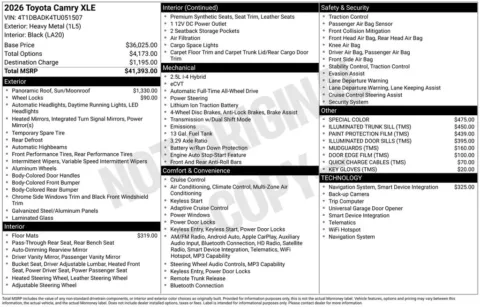 Gray 2026 Toyota Camry XLE for sale in Ottumwa, IA