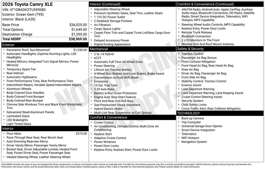2026 Toyota Camry XLE for sale in Ottumwa, IA
