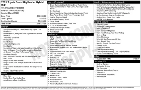 Unknown 2026 Toyota Grand Highlander Hybrid XLE for sale in Ottumwa, IA