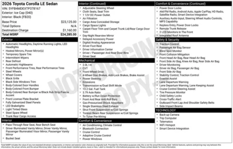 Photos of 2026 Toyota Corolla LE for sale in Ottumwa, IA at Gregg Young Toyota of Ottumwa