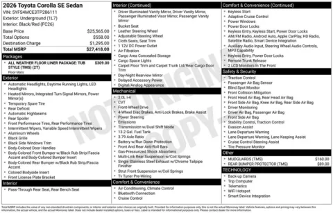 Gray 2026 Toyota Corolla SE for sale in Ottumwa, IA