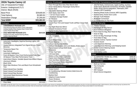 Gray 2026 Toyota Camry LE for sale in Ottumwa, IA