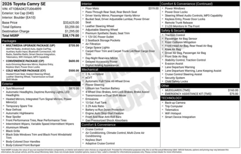 Unknown 2026 Toyota Camry for sale in Ottumwa, IA