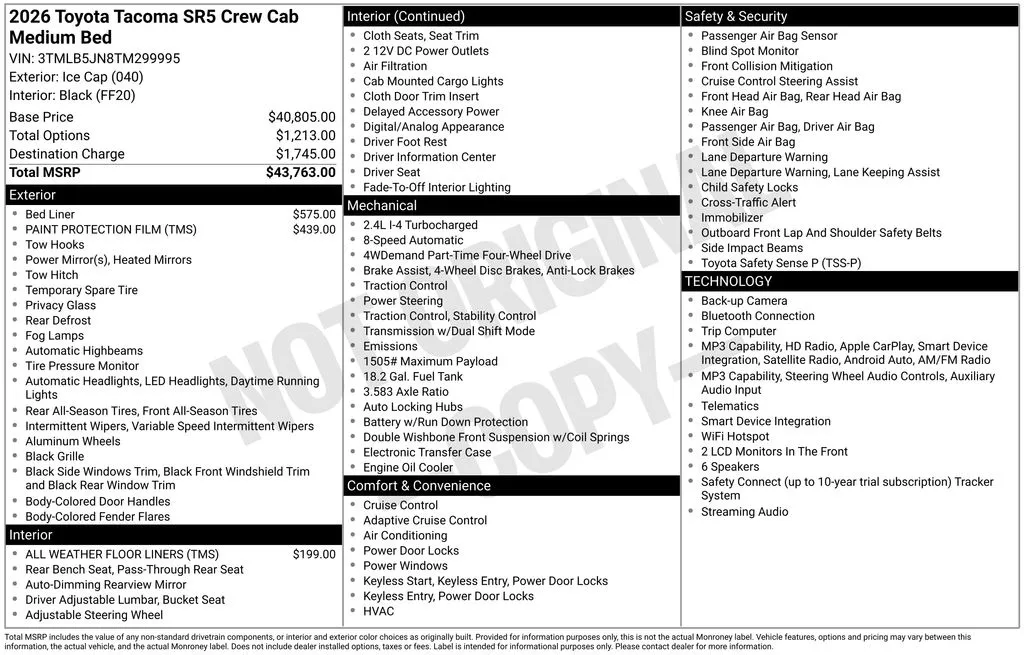 2026 Toyota Tacoma SR5 for sale in Ottumwa, IA