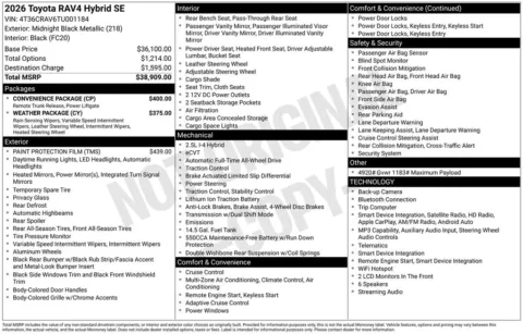 Black 2026 Toyota RAV4 SE for sale in Ottumwa, IA